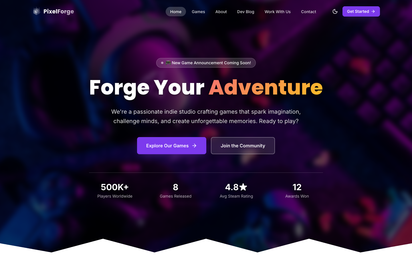 PixelForge template preview